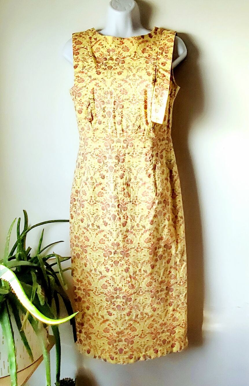 Vintage D&M Womens Stretch Denim Floral Midi Dress Size M/ L Cottagecore Bodycon